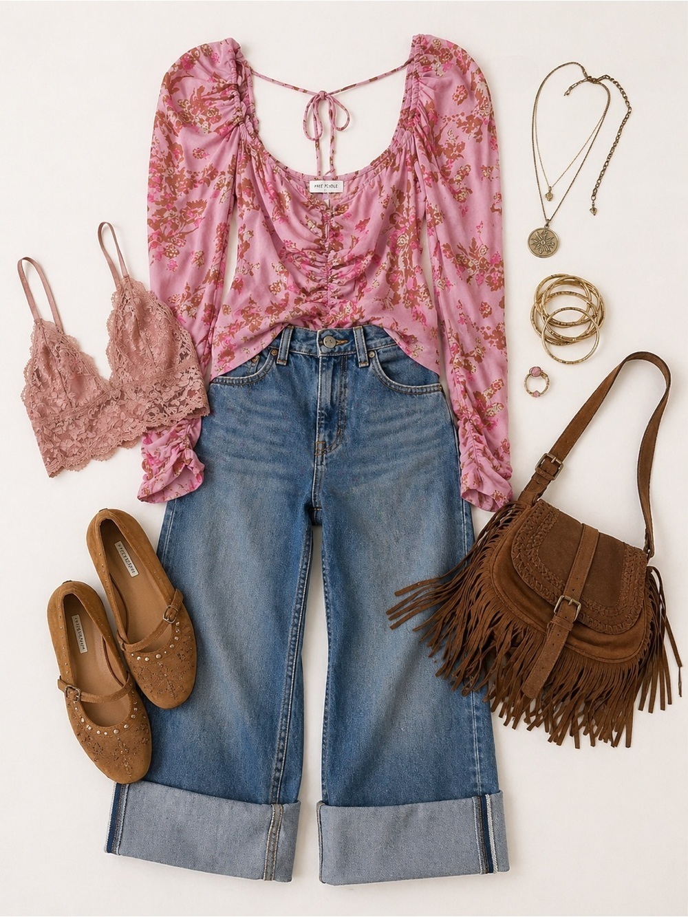 Free People Hilary Floral Pink Floral Blouse